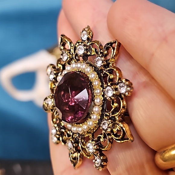 Vintage lot of 5 pieces of jewelry, JJ brooch, enamel flowers necklace - Picture 12 of 16